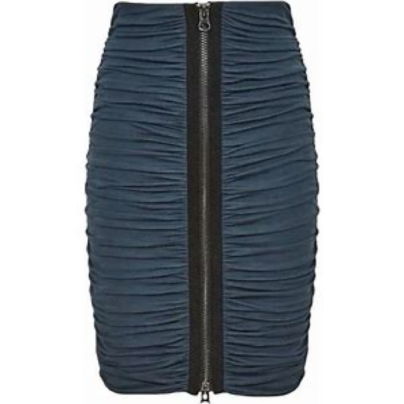 Reiss Dark Blue Ruched Pencil Skirt - Picture 1 of 9